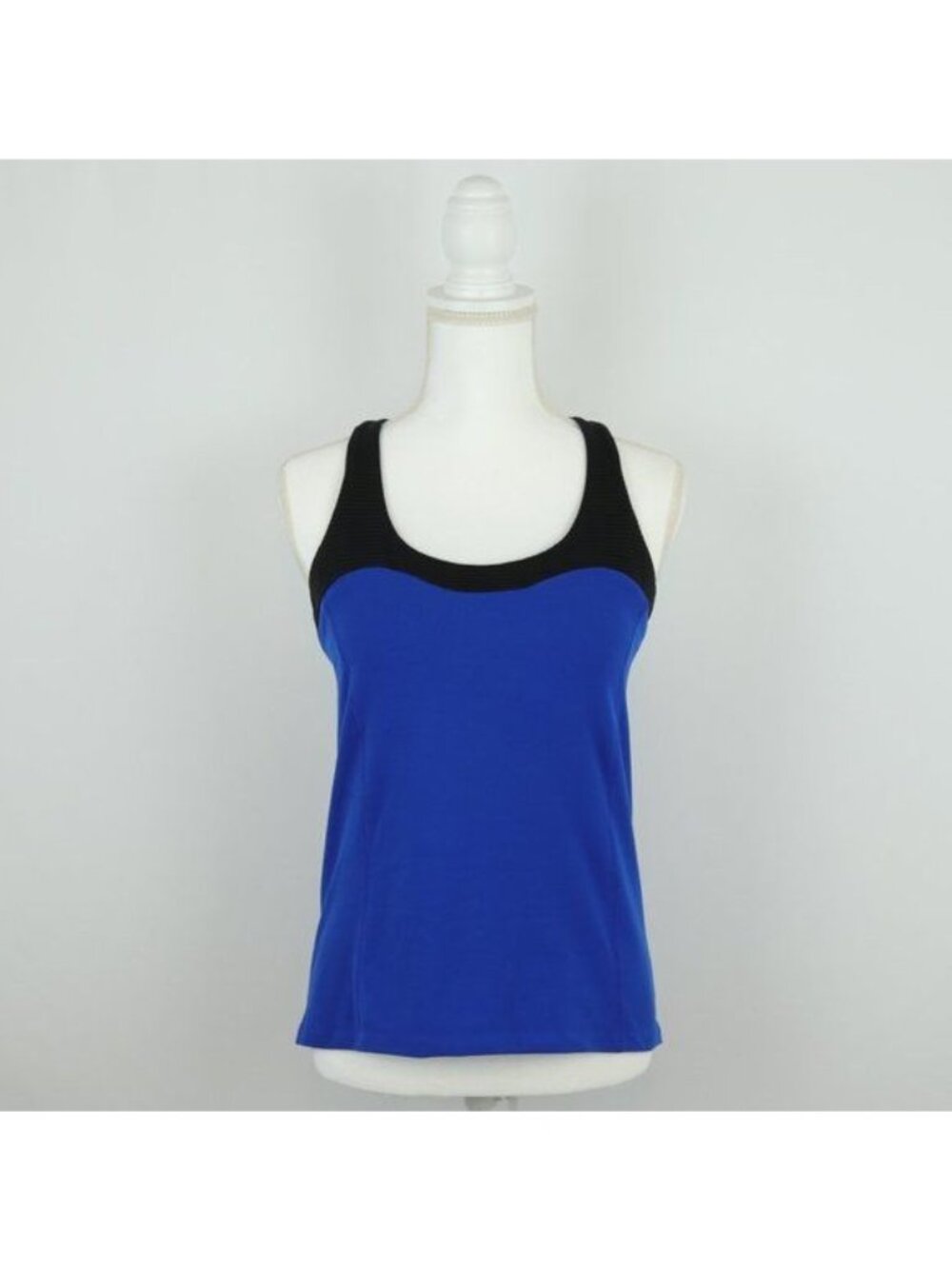 Lucy Activewear Women's Medium Blue Black T-Strap Activewear Tank-Over-Bra Top